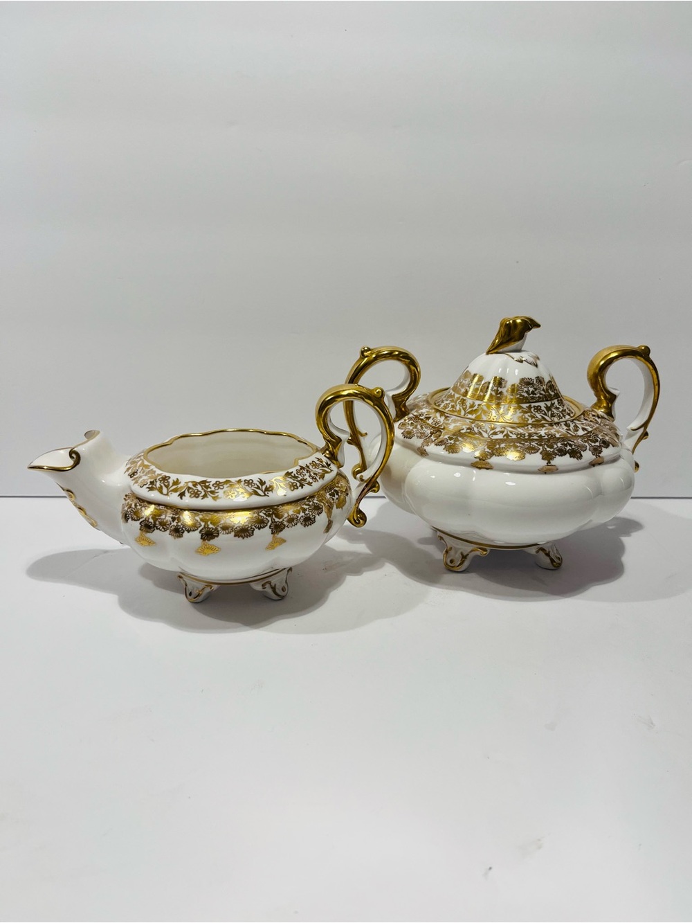 Vintage Royal Stafford Gold Regent Filigree Creamer & Sugar Bowl Very Rare